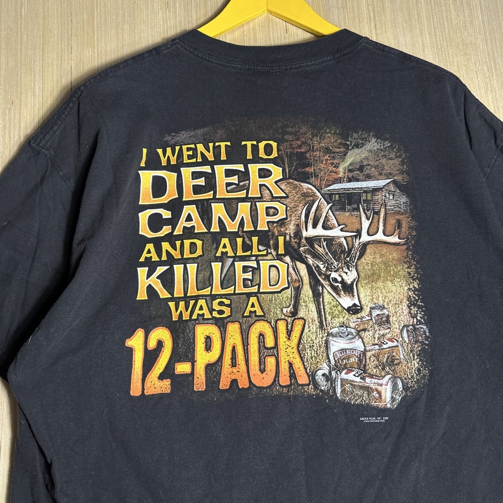 Vintage Y2K Buck Wear Adult Black Graphic T-Shirt Men's XL Deer Nature
